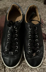 UGG Womens Size 8 Milo Black Leather Lace Up Sneaker Shoes - Picture 1 of 8