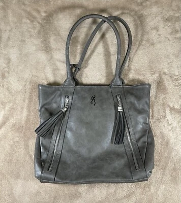 Browning Gray Faux Leather Concealed Carry Handbag Purse  CCW - Image 1 of 4