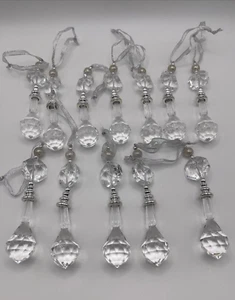 14 Klar/Silber Acryl Perlen Prismen Eiszapfen Christbaumschmuck 5,5" hoch - Bild 1 von 9