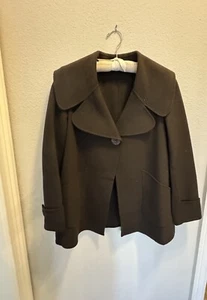 Vintage Ellen Tracy Brown Wool and Angora One Button Jacket Size 6 - Picture 1 of 8