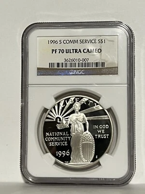 1996 S COMMUNITY SERVICE PF 70  $1 COMMEMORATIVE US COIN - Image 1 of 2