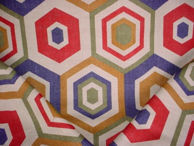 1-1/4Y Lee Jofa Groundworks GWF-2901 Hexagon Tile Linen Print Upholstery Fabric - Image 1 of 4