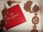 Antica Murrina glass necklace and bracelet set brown with pink sparkles