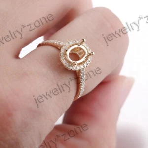 14K Yellow Gold 7X5mm Oval Diamonds Engagement Wedding Ring Semi Mount Setting - Picture 1 of 8