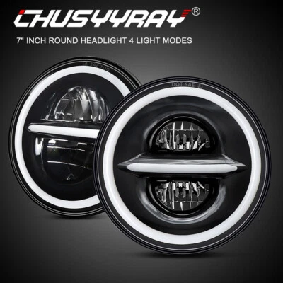 Kit de conversión de faros LED halo redondos de 7 pulgadas alto/bajo para Ford F150 1975-1979 Foto 1 de 4