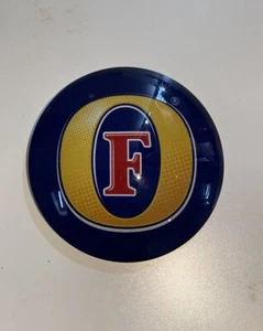 Fosters Round Fisheye badge, Beer Pump Font Mancave Bar Pub Lager - Picture 1 of 1