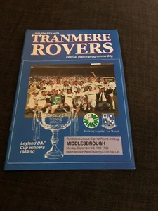 Tranmere Rovers V Middlesbrough 1990 Soccer/football Programme LC - Picture 1 of 2