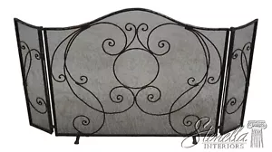 F67781: JAN BARBOGLIO Quality Wrought Iron Trifold Fireplace Screen - Picture 1 of 12