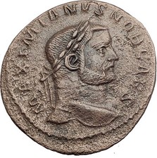GALERIUS 298AD Trier Follis Authentic Ancient Large Roman Coin GENIUS i63199