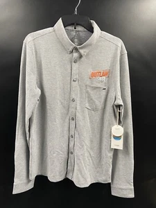 Vuori $98 Long Sleeve Ace Button Down Gray Knit Shirt Men's Size Medium NWT - Picture 1 of 6