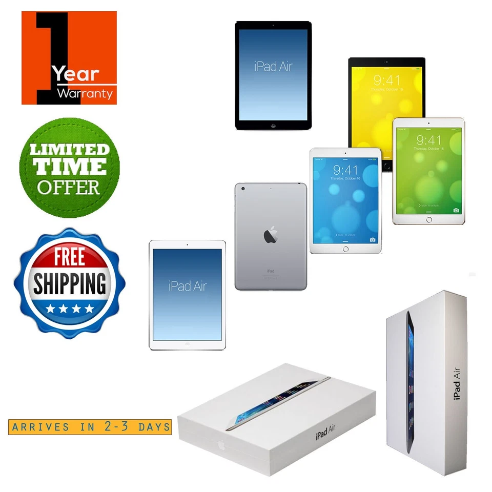 Apple iPad Air 1/2 16GB/32GB/64GB/128GB Wi-Fi+4G (Latest Model) Refurbished - Image 1 of 1