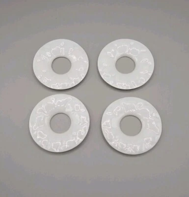 Set of 4 Vintage White Ceramic Bobeche Candle Wax Drip Holders porcelain - Image 1 of 4