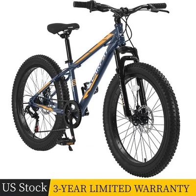 24″ 7-Speed Mountain Bike Adult/Youth Fat Tire Bicycle Trail Bike Commuter Bike - Image 1 of 4
