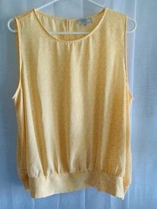 Ann Taylor Loft Women's Yellow White Floral Elastic Hem Keyhole Blouse X-Large - Picture 1 of 5