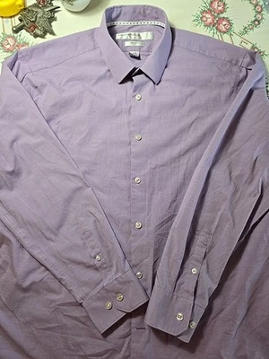 Perry Ellis Premium Dress Shirt Slim Fit Purple 17 1/2 34/35  - Image 1 of 4