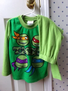 FLAW Teenage Mutant Ninja Turtles Green Fleece Pajamas Small S Boys TMNT 2015 - Picture 1 of 22