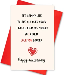 Happy Anniversary Card for Girlfriend Boyfriend Wife Husband, Funny Anniversary - Picture 1 of 12