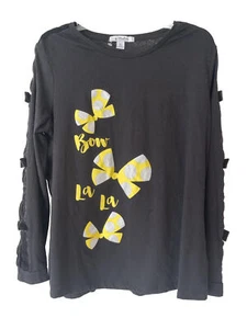 Camisa La La La de los Parques Disney Manga Larga Negra Tejida Terciopelo Lazos XL - Imagen 1 de 9