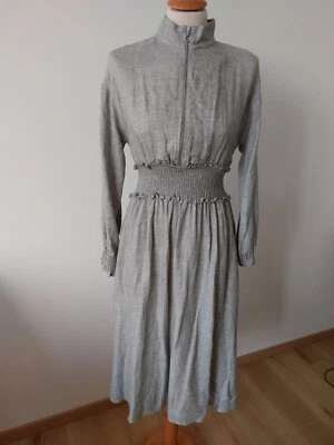 Zara Midi Kleid Gr. XS 34 Blogger Hellgrau Neu  - Bild 1 von 4