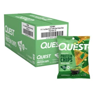 Quest Tortilla Style Protein Chips, Salsa Verde Flavored, Baked, 1.1 oz, 8 Count - Picture 1 of 10