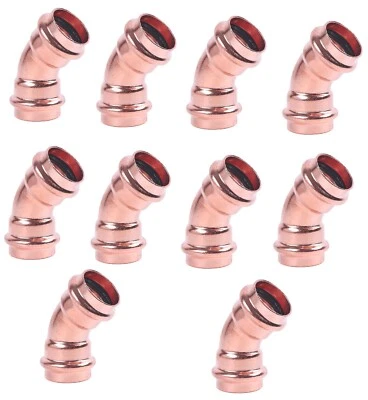 EZ-FLUID 10) 3/4" Press X Press 45 Degree Elbow Propress Press Pressure Copper Fittings