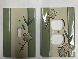Tile Decorative Flower Single Switch Plate Cover and Double Outlet Cover No EE - Picture 1 of 2