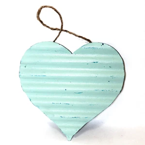 Placca da parete a forma di cuore acqua nuova 6" metallo zincato ondulato - Foto 1 di 5