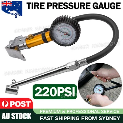 Tyre Pressure Gauge Air Tire Inflator Meter Car Pump Hose Compressor 220 PSI - image 1 of 4