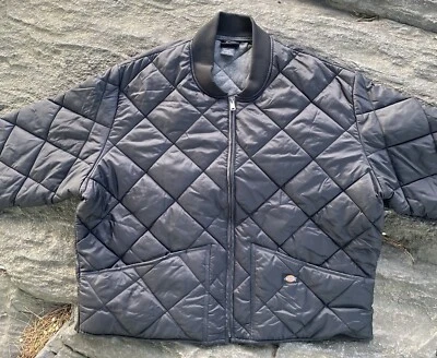 Chaqueta de nailon acolchada con diamantes negros Dickies para hombre talla 3XL con cremallera Foto 1 de 4