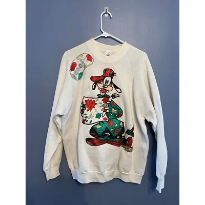 VTG Women's Homemade Glitter Christmas Disney Goofy Sweatshirt Size Large - Image 1 of 4
