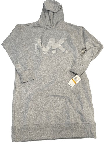 Felpa abito stile pullover con cappuccio logo argento Michael Kors MK taglia S 130€