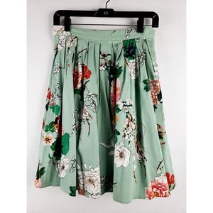 Grace Karin Women's S A-Line Flare Skirt Pastel Green Woodsy Floral Coquette - Picture 1 of 13