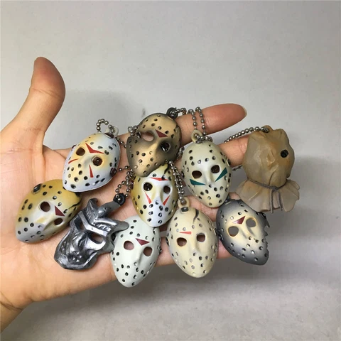 10 Pcs Friday The 13th Jason Voorhees Mask Keychain Figure Toy Cover