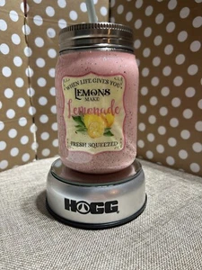Handmade Pink “Lemonade” Glitter Mason Jar Tumbler - Picture 1 of 3