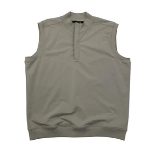 QED Style Golf Vest Mens XL Extra Large Storm Beige Quarter Zip Cotton Blend - Picture 1 of 10