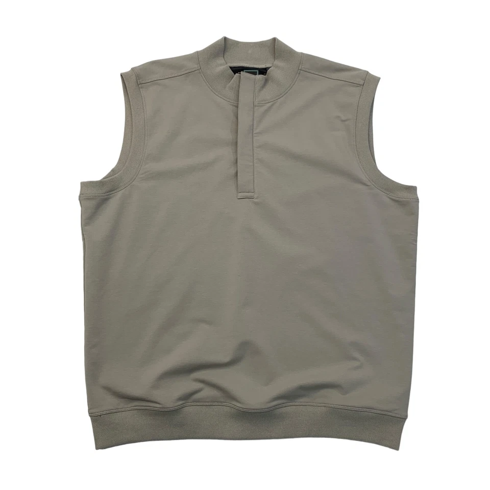 QED Style Golf Vest Mens XL Extra Large Storm Beige Quarter Zip Cotton Blend - Image 1 of 4