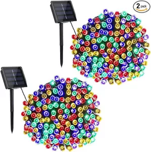 2 PACK Toodour Solar Christmas Lights, 72ft 200 LED 8 Modes Solar String Lights - Picture 1 of 4