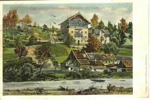 AK Ansichtskarte Litho Cafe Pension Weinleite Traunstein 1907 gelaufen - Picture 1 of 1