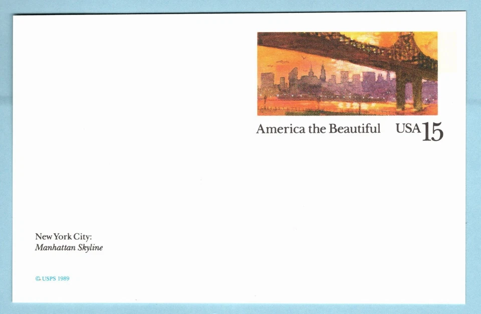 AMERICA THE BEAUTIFUL NEW YORK CITY SKYLINE 59th STREET BRIDGE 1989 Sc #UX137 - Image 1 of 1