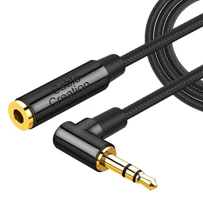 AUX Cable 3.5mm Stereo Audio 90 Degree Male to Female Cable For All Audio Device - Image 1 of 4