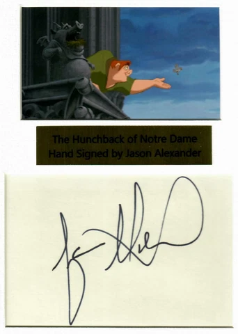 "Hunchback of Notre Dame" Jason Alexander Signed 4X6 Card Matted Mueller COA Cover