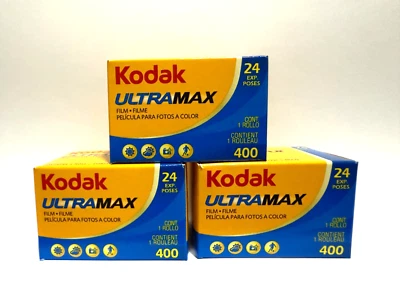 3x Kodak UltraMax 400 35mm Colour Film 135 - 24 Exposures - DATED 08/2025 - Image 1 of 2