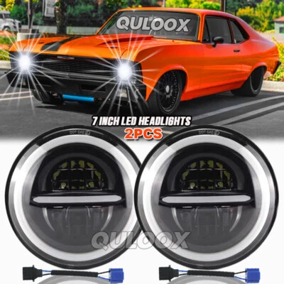 DOT Approved 7" inch Round Led Headlight High-Low Beam for Chevy II/Nova 1969-79 Foto 1 de 4