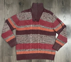 Gin Tonic Sweater Mens Large Knit Textured Zip Mock Neck Cotton - Picture 1 of 9
