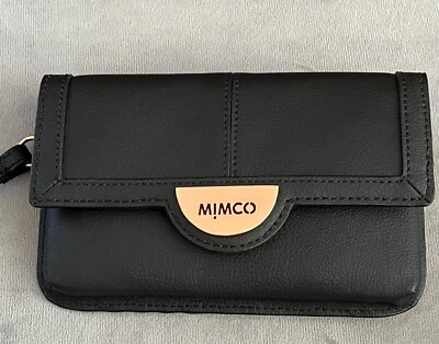 MIMCO BLACK ROSE GOLD GALA VEGAN PHONE POUCH WALLET CARD HOLDER RRP149 BRAND NEW - image 1 of 4