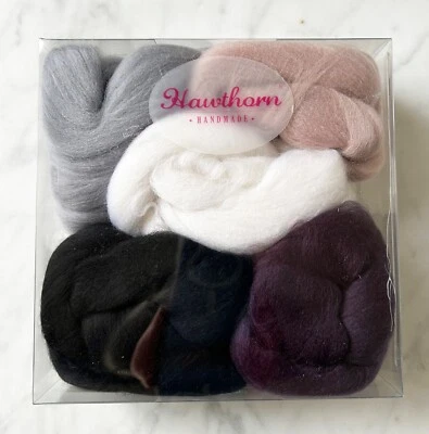Hawthorn Merino Wool Bundle Felting Wool Tops - 5 Winter Colors 100g Total - Image 1 of 3