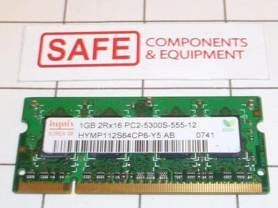 1GB PC2-5300 DDR2-667 200-Pin Laptop Memory HYMP112S64CP6-Y5 AB Hynix R56-14 - Image 1 of 2