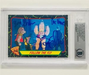 TMNT Ninja Turtles KRANG~BEBOP~ROCKSTEADY cast signed 1989 Topps card ~ BAS BGS