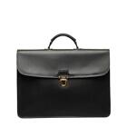 ys29a Prada Gold Hardware Business Bag Briefcase Document Black Leather Men Used