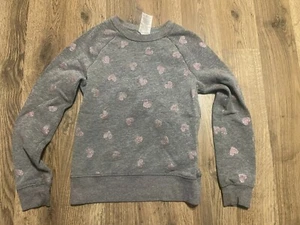 Athletic Works Sweater, Girl's Youth Small, Gray, Pullover, Crew Neck, Hearts - Picture 1 of 9